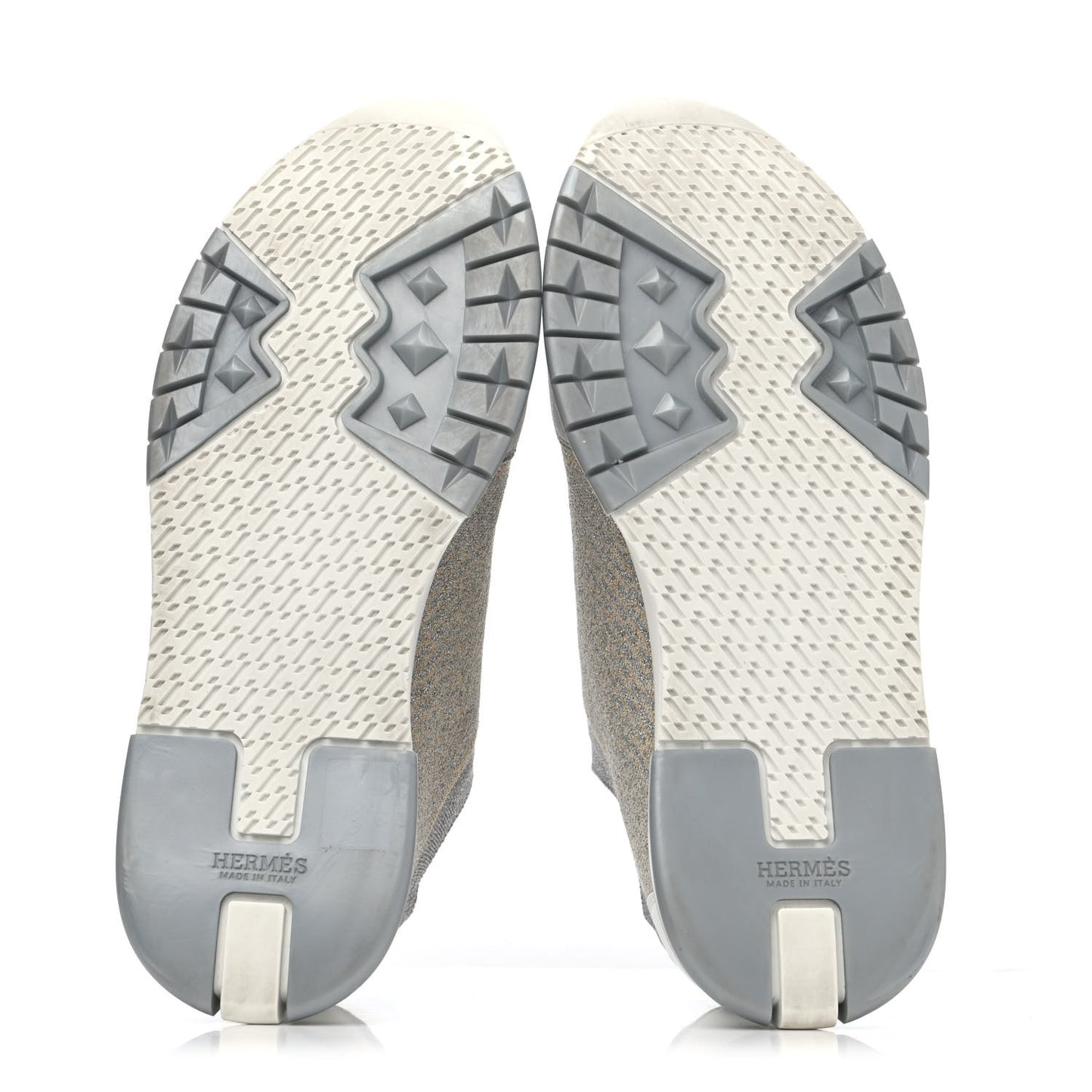 Metallic Knit Calfskin Suede Goatskin Bi-Color Womens Addict Sneakers 37 Multicolor Gris Argent