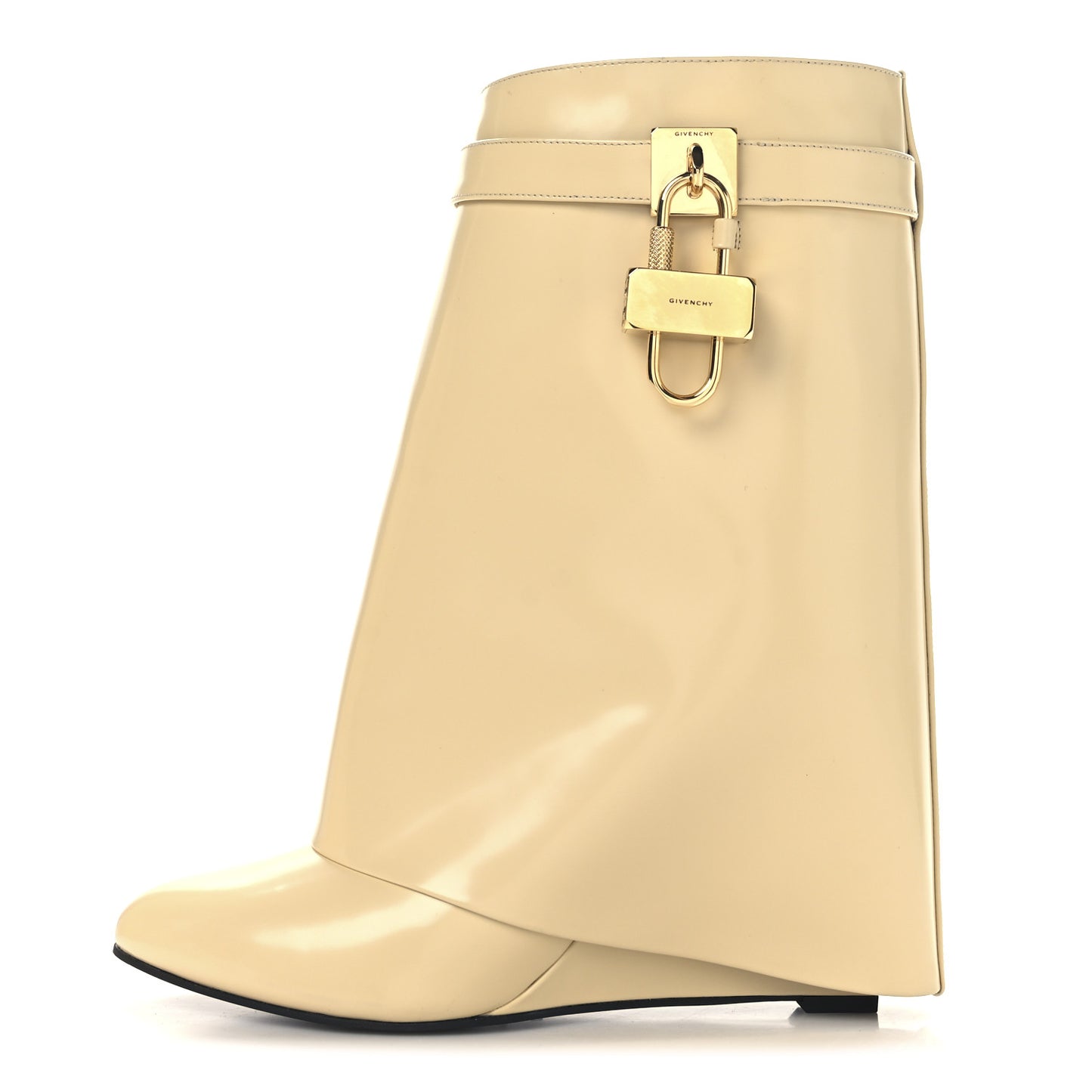 Brushed Calfskin Shark Lock Ankle Boots 40.5 Blond