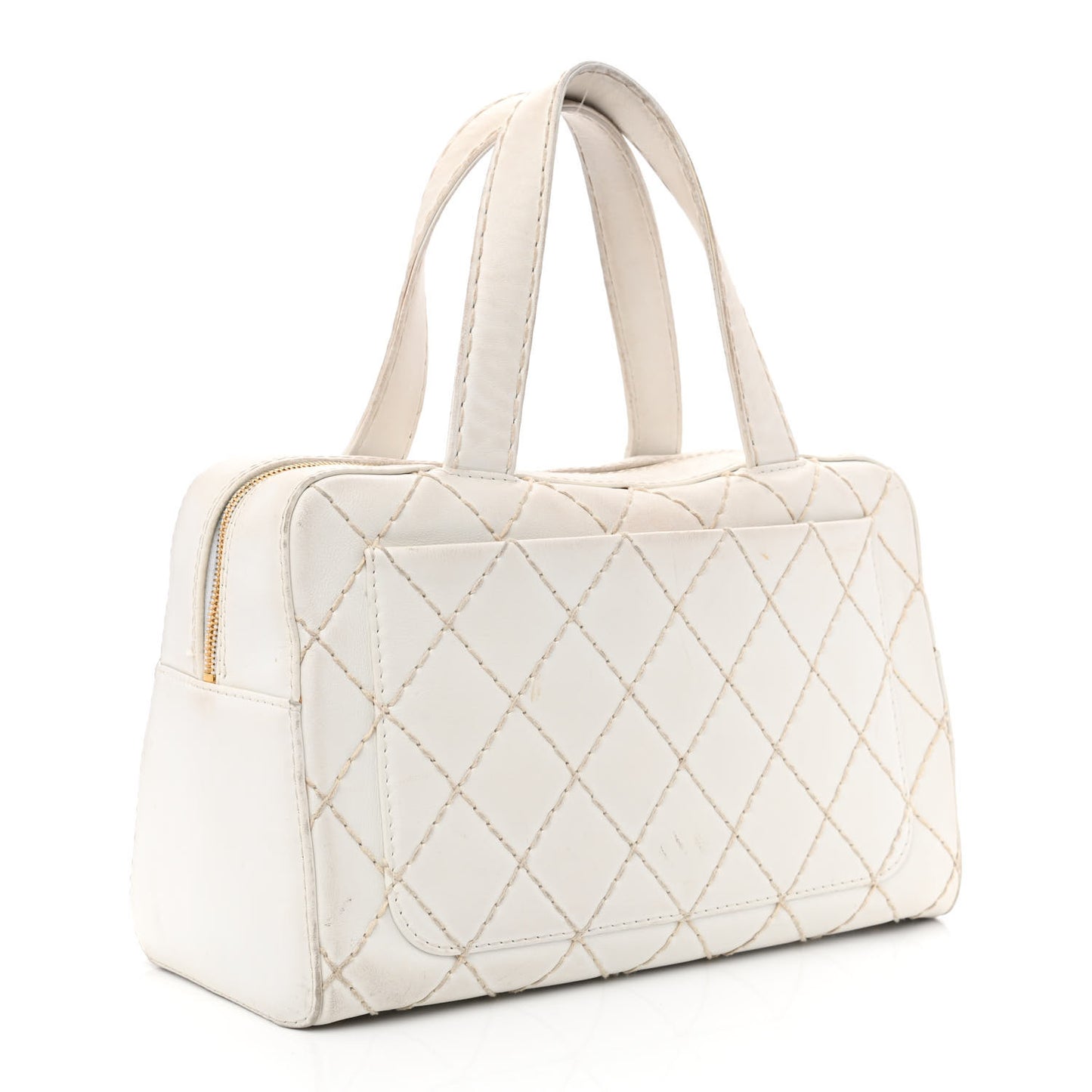 Calfskin Wild Stitch Top Handle Bag White