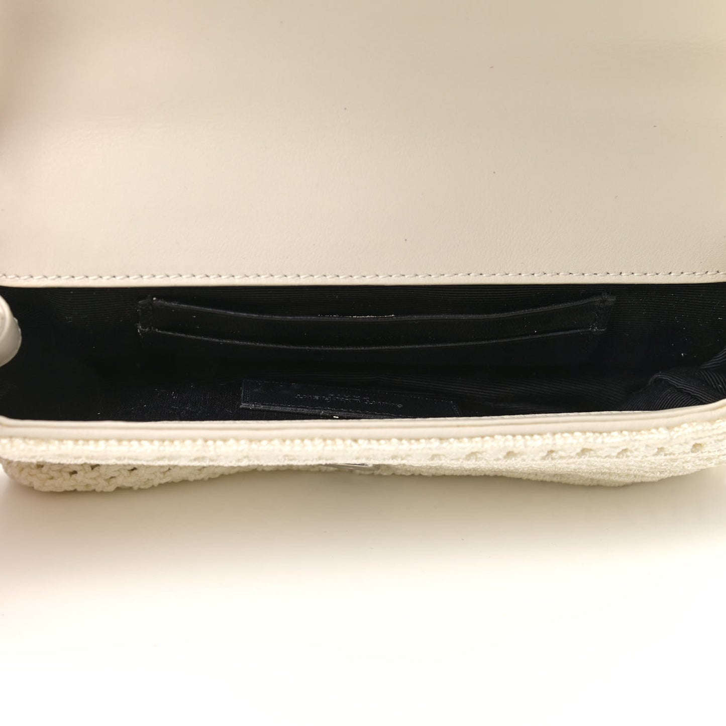 Calfskin Crochet Baby Monogram Chain Satchel White