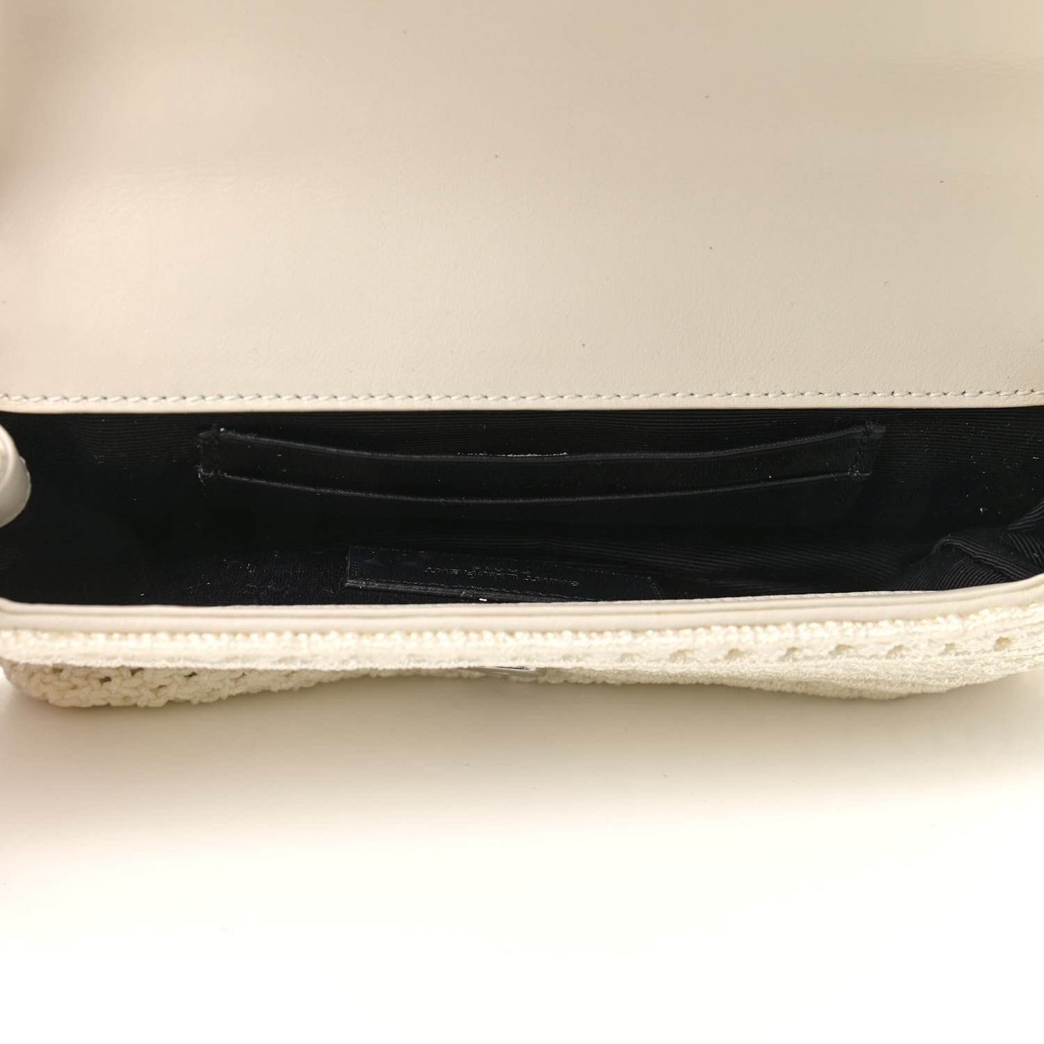 Saint Laurent Calfskin Crochet Baby Monogram Chain Satchel White 5 of 11