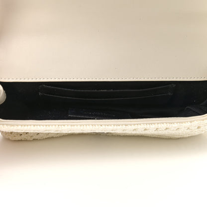 Saint Laurent Calfskin Crochet Baby Monogram Chain Satchel White 5 of 11