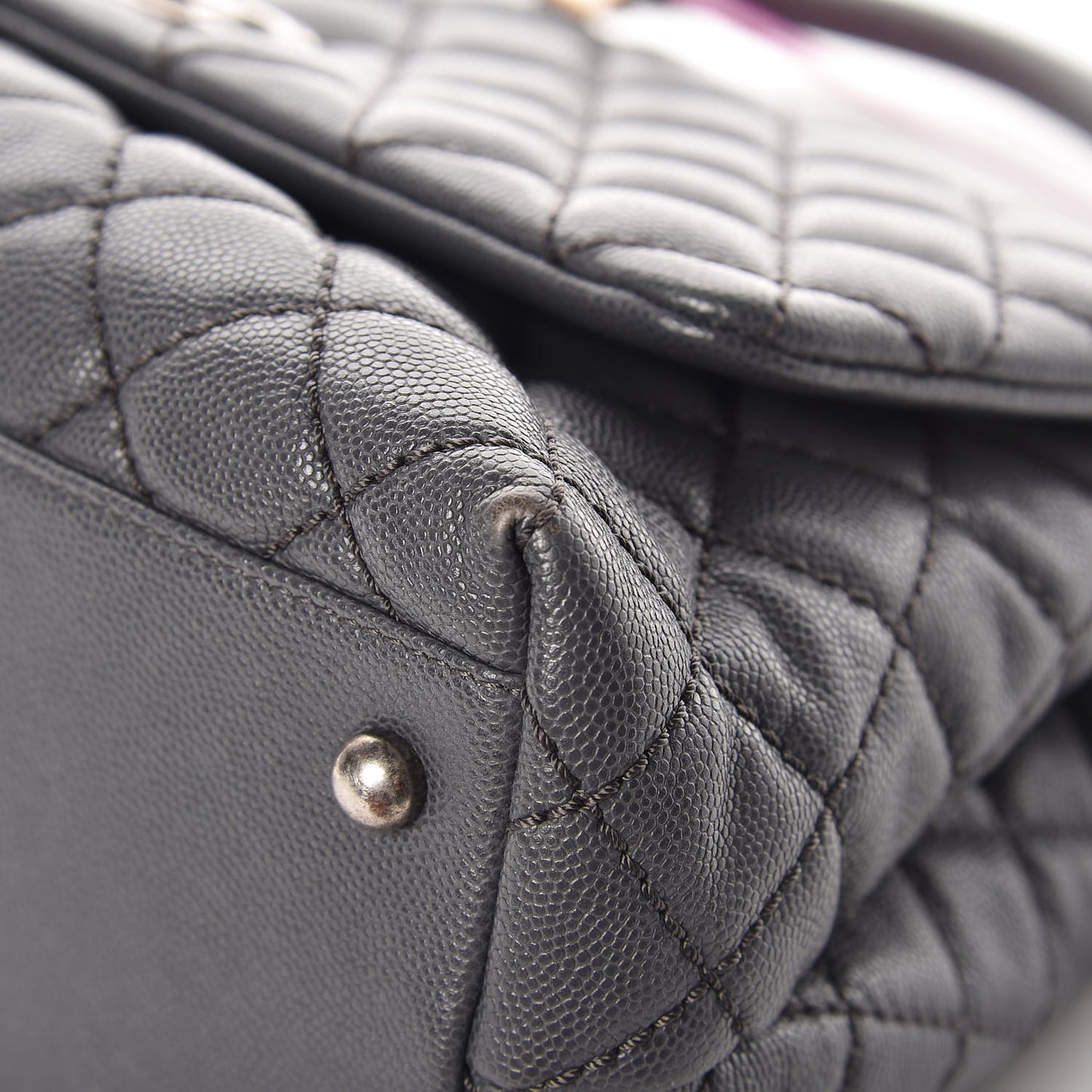 Caviar Quilted Small Coco Handle Flap Gray