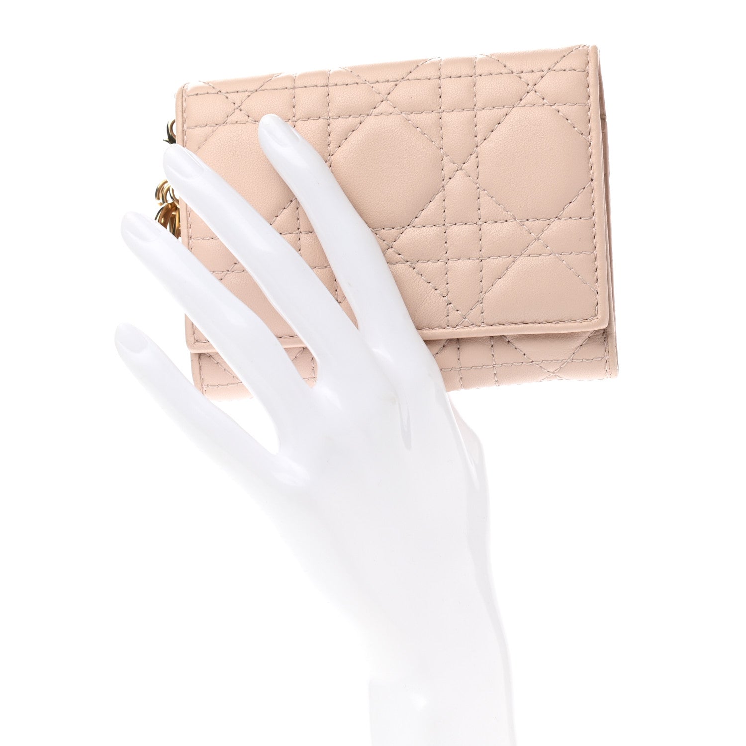 Christian Dior Lambskin Cannage Lady Dior Compact Wallet Light Pink 2 of 7