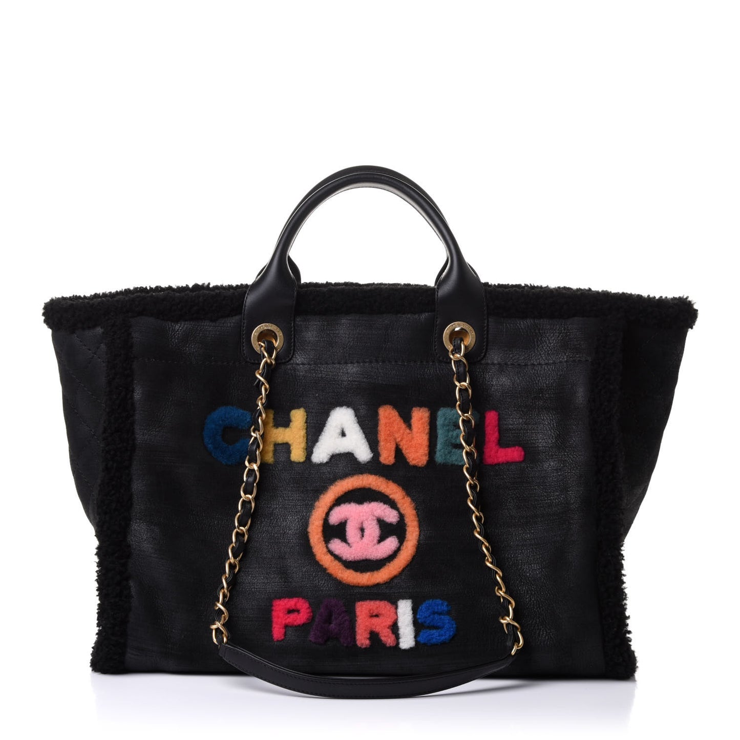 Shearling Large Deauville Tote Black