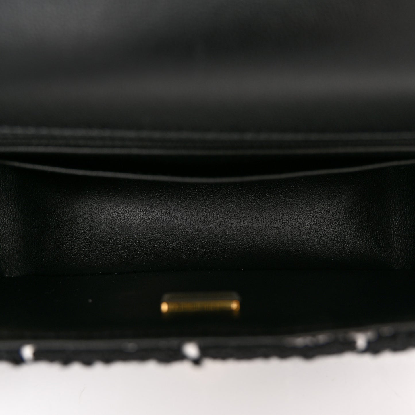 Tweed Quilted Small Camellia Flap Black Pink