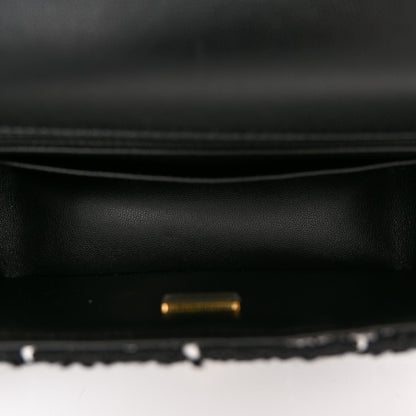 Chanel Tweed Quilted Small Camellia Flap Black Pink 5 of 10