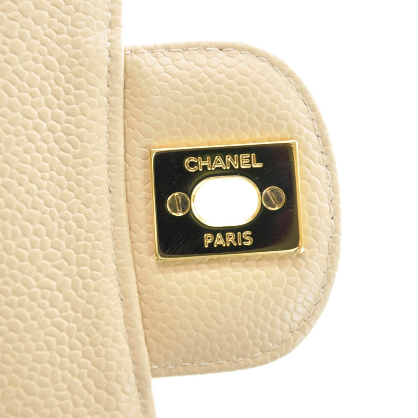 Caviar Quilted Medium Double Flap Beige Clair