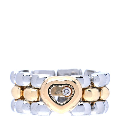 Chopard 18K Yellow Gold Stainless Steel Happy Diamonds Heart Ring 62 10 1 of 5