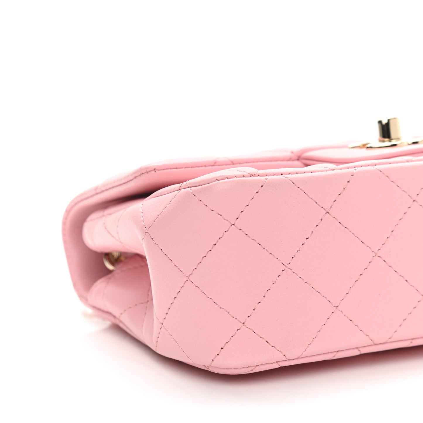 Lambskin Quilted Mini Rectangular Flap Light Pink