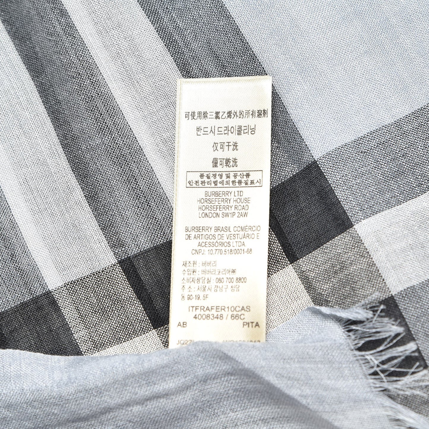 Wool Silk Giant Check Scarf Dusty Blue