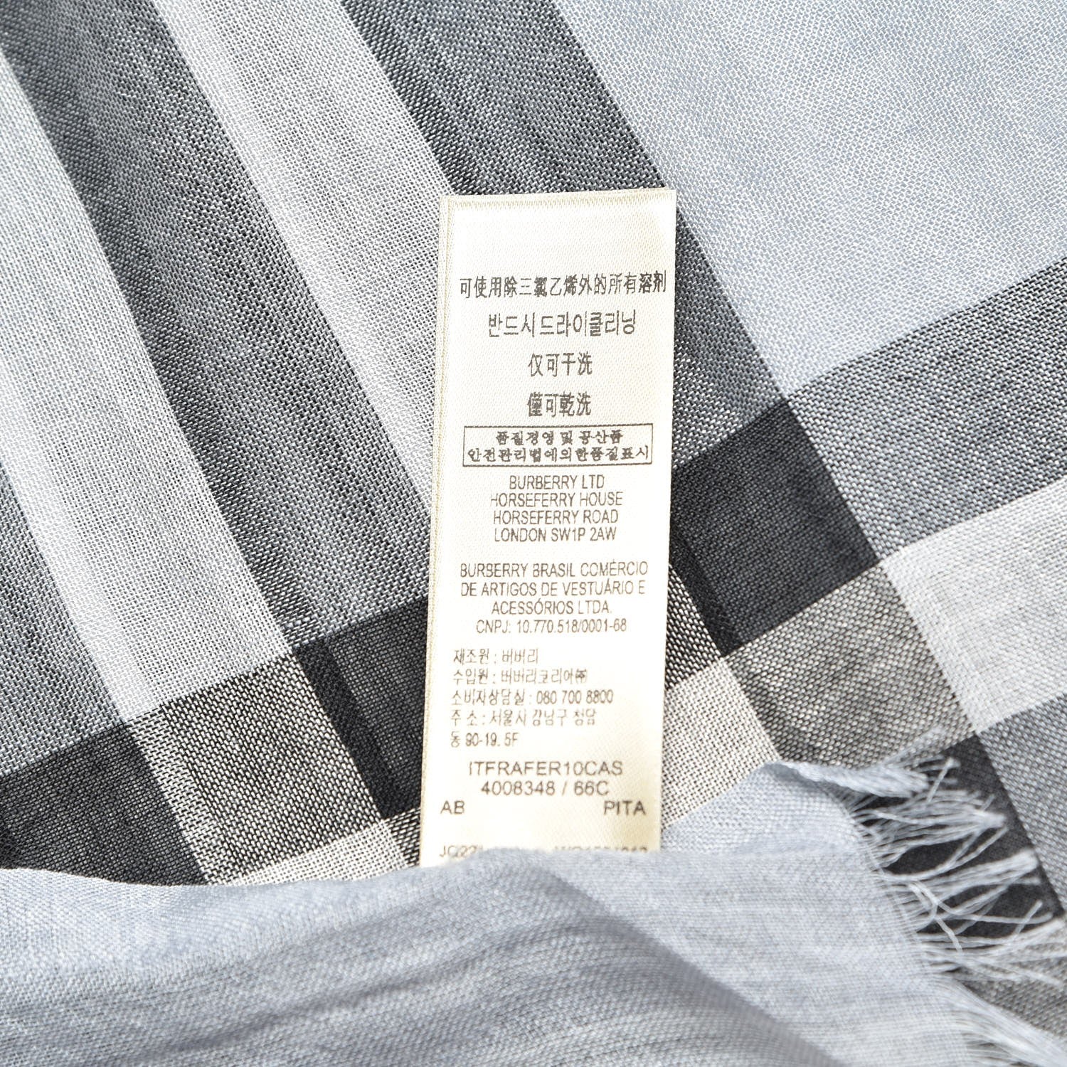 Burberry Wool Silk Giant Check Scarf Dusty Blue 6 of 6