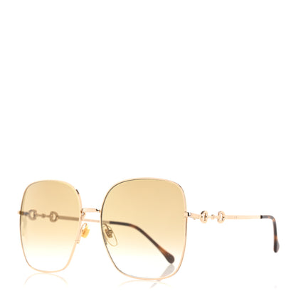 Gucci Metal Horsebit Square Frame Sunglasses GG0879S Gold 1 of 7