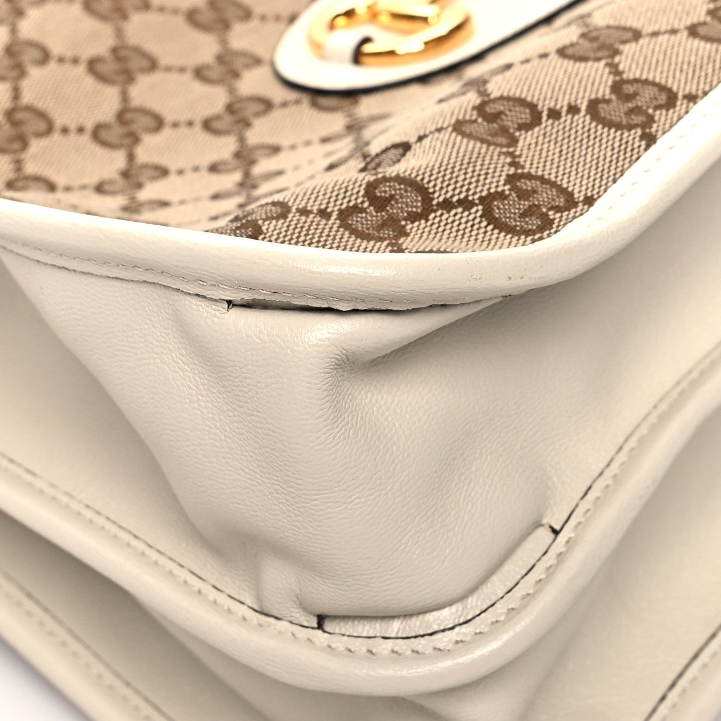 Monogram Calfskin Medium Horsebit 1955 Tote Bag Beige Mystic White