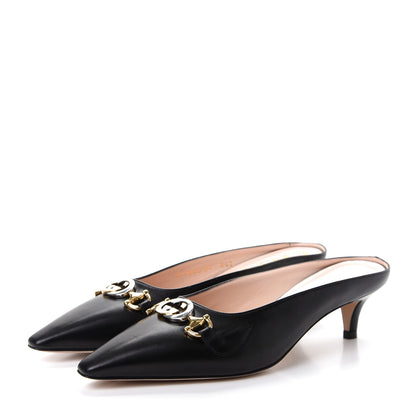 Gucci Malaga Kid Zumi Low Heel Mules 38 Black 3 of 11