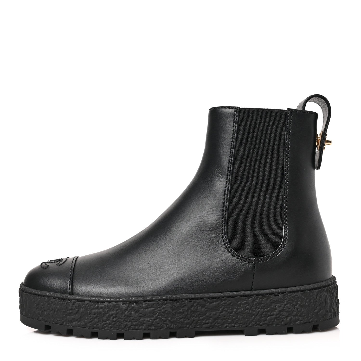 Chanel Calfskin Cap Toe CC Ankle Boots 37 Black 1 of 10