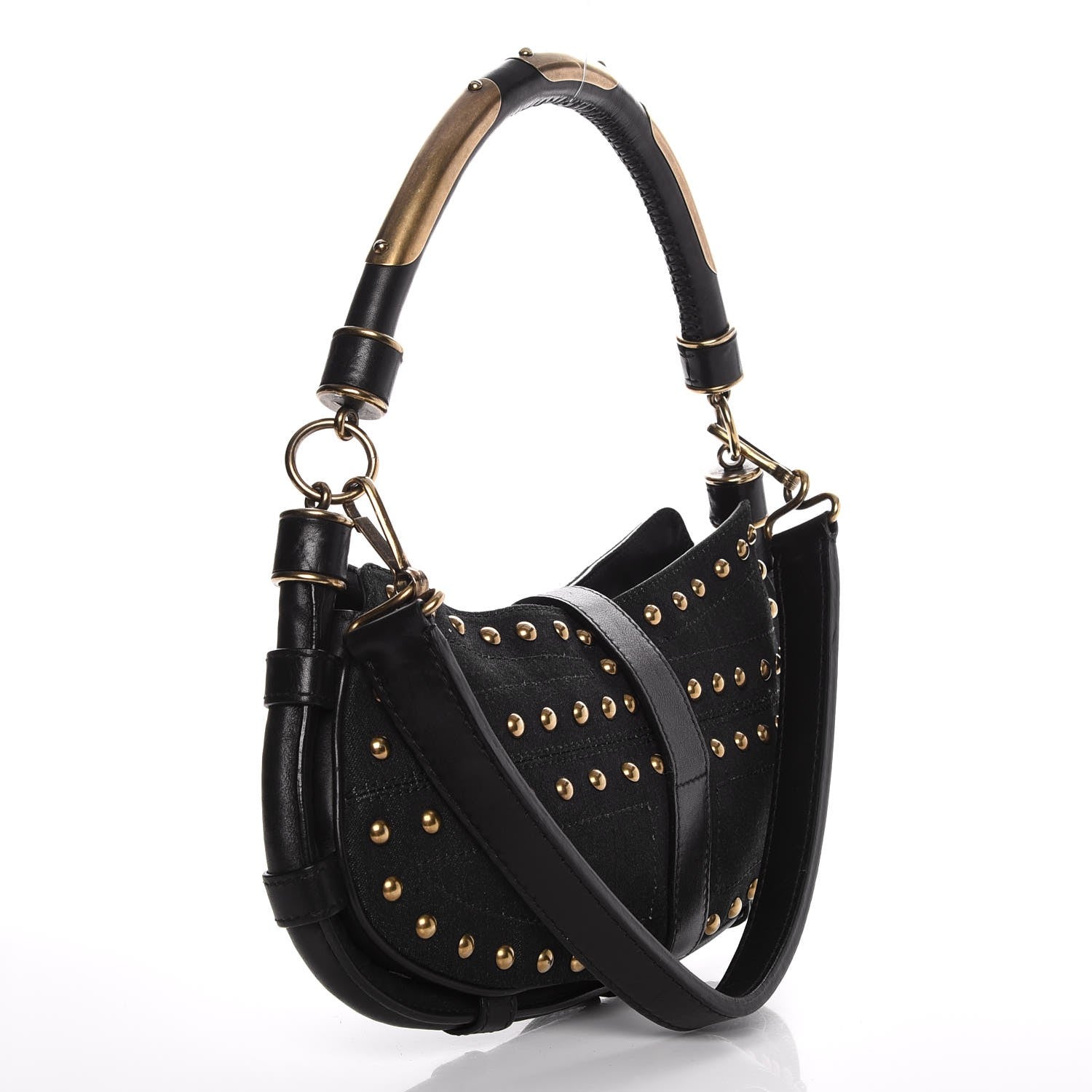Burberry Denim Studded Shoulder Bag Navy Blue 4 of 10
