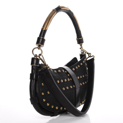 Burberry Denim Studded Shoulder Bag Navy Blue 4 of 10