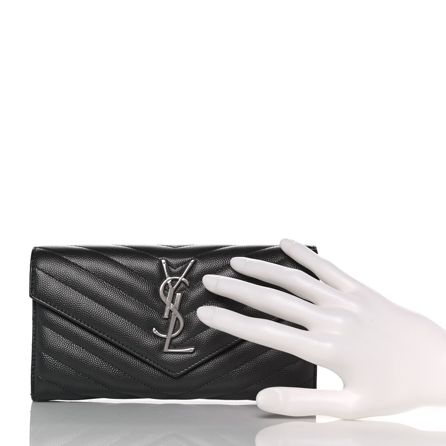 Grain De Poudre Matelasse Chevron Monogram Flap Wallet Coal