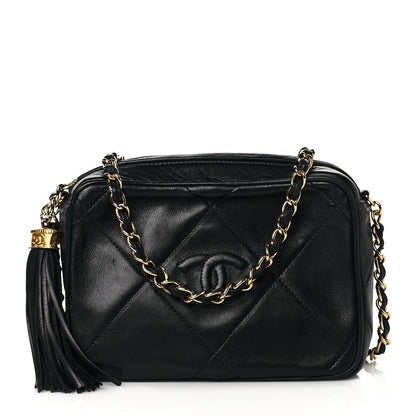 Chanel Lambskin Quilted CC Tassel Camera Case Black 1 of 10