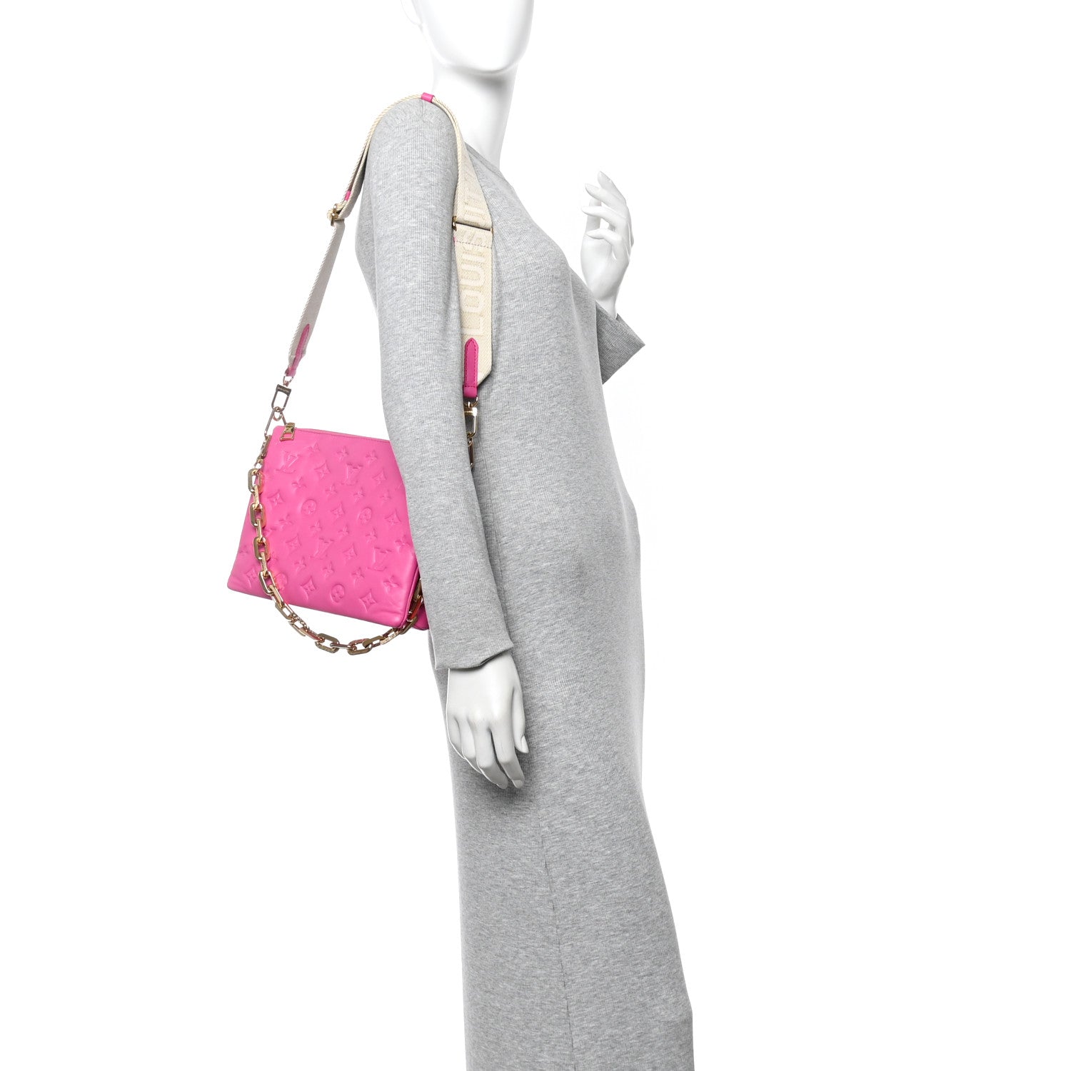 Louis Vuitton Lambskin Embossed Monogram Coussin PM Rose Miami 2 of 10