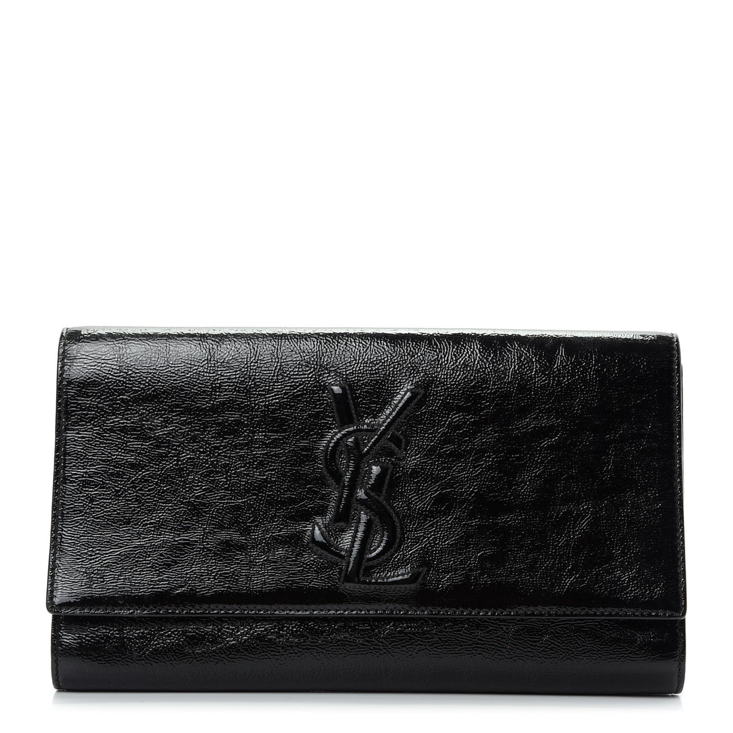 Textured Patent Monogram Large Belle De Jour Clutch Black