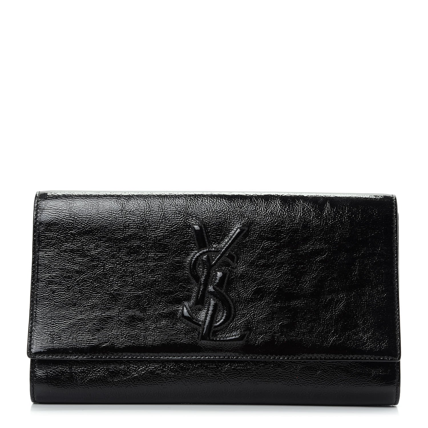Saint Laurent Textured Patent Monogram Large Belle De Jour Clutch Black 1 of 6