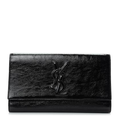 Saint Laurent Textured Patent Monogram Large Belle De Jour Clutch Black 1 of 6