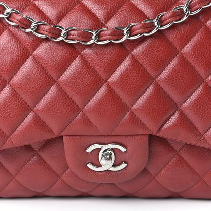 Chanel Caviar Quilted Jumbo Double Flap Red 11 of 11