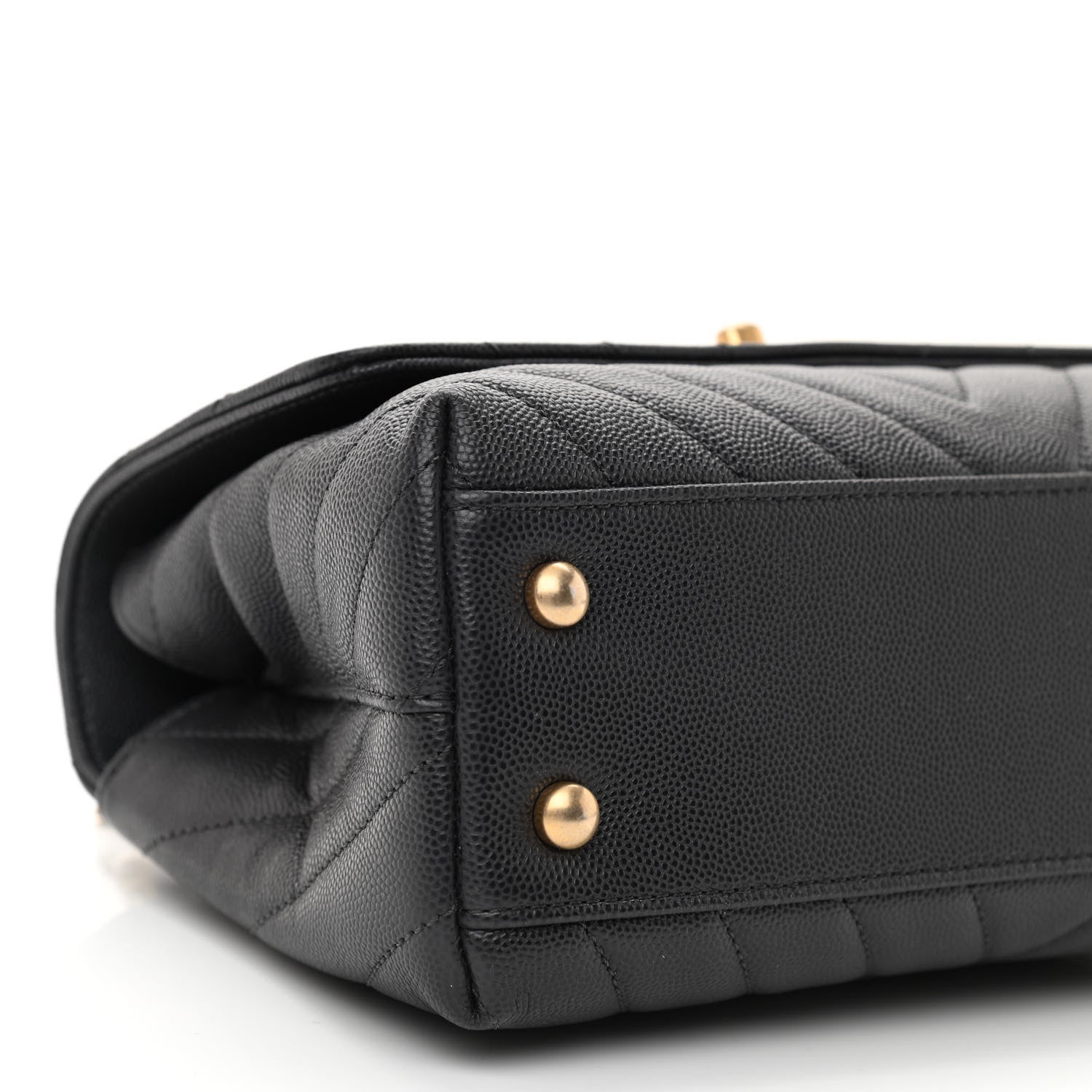 Chanel Caviar Chevron Quilted Mini Coco Handle Flap Dark Grey 9 of 11