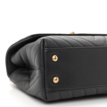 Chanel Caviar Chevron Quilted Mini Coco Handle Flap Dark Grey 9 of 11