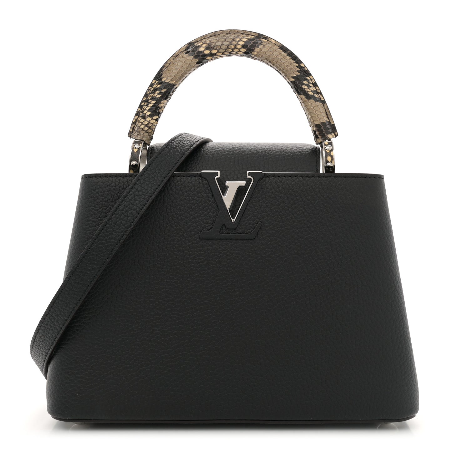 Taurillon Snakeskin Capucines BB Black