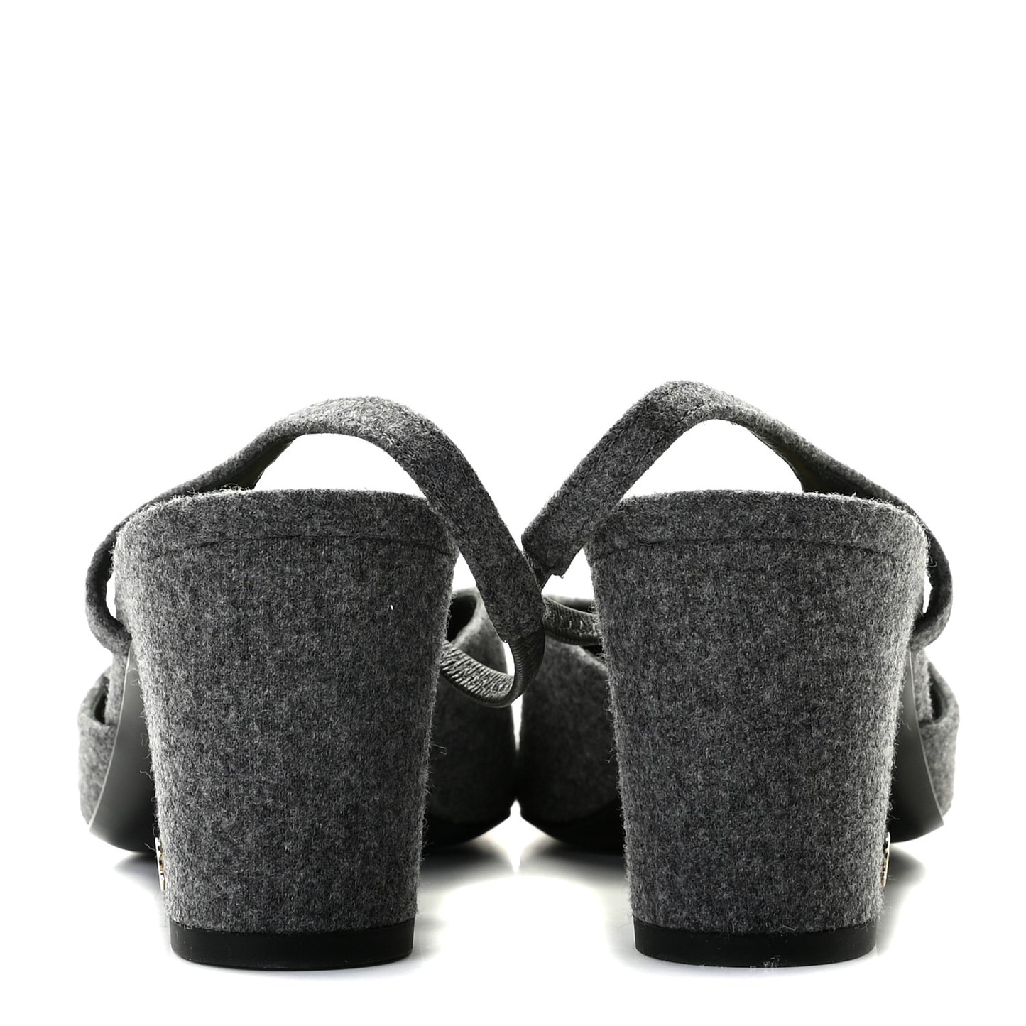 Wool Velvet Cap Toe CC Slingback Pumps 39 Black Grey
