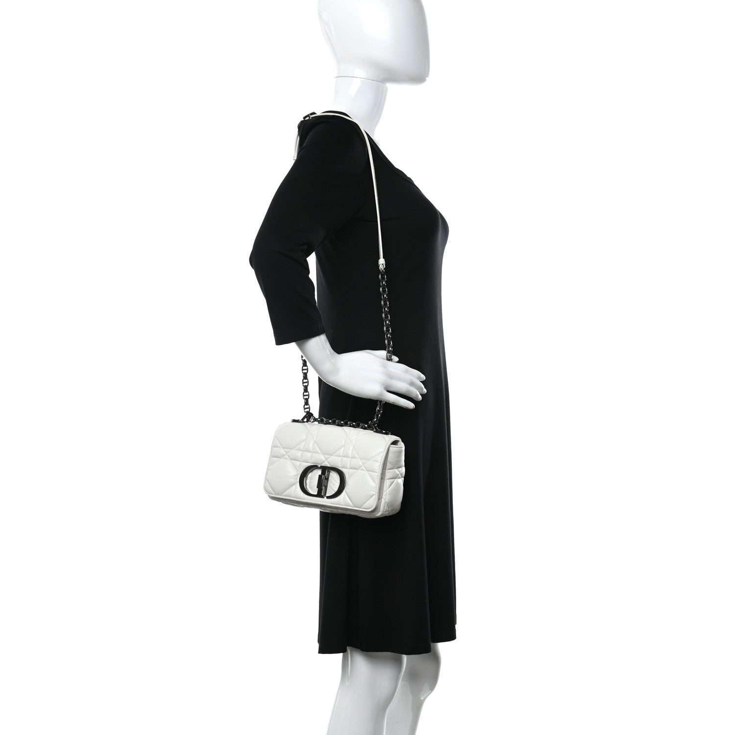Christian Dior Lambskin Macrocannage Small Dior Caro Bag Ivory 3 of 6