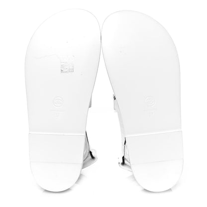 Chanel Calfskin Printed Velcro Dad Sandals 37 White Black 5 of 9