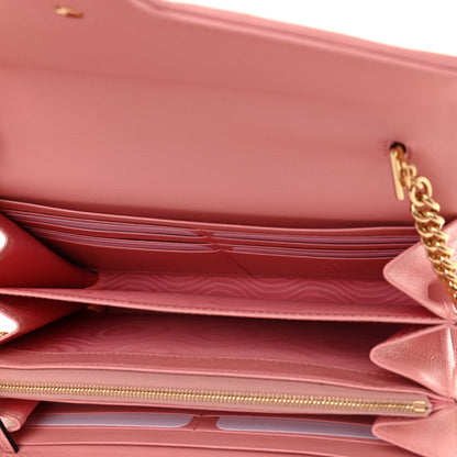 Gucci Azalea Calfskin Enamel Matelasse Diagonal Torchon GG Marmont Chain Wallet New Cherry Red Wild Rose 5 of 11