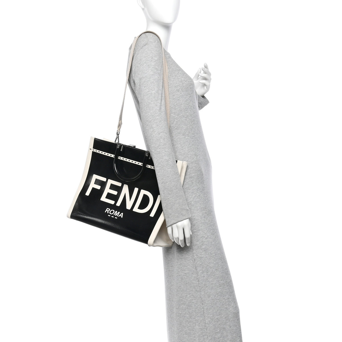 Fendi Patent Plexiglass Medium Fendi Sunshine Shopper Tote Black Ice White 2 of 10