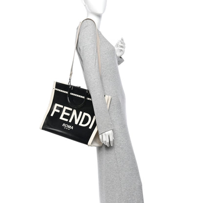 Fendi Patent Plexiglass Medium Fendi Sunshine Shopper Tote Black Ice White 2 of 10