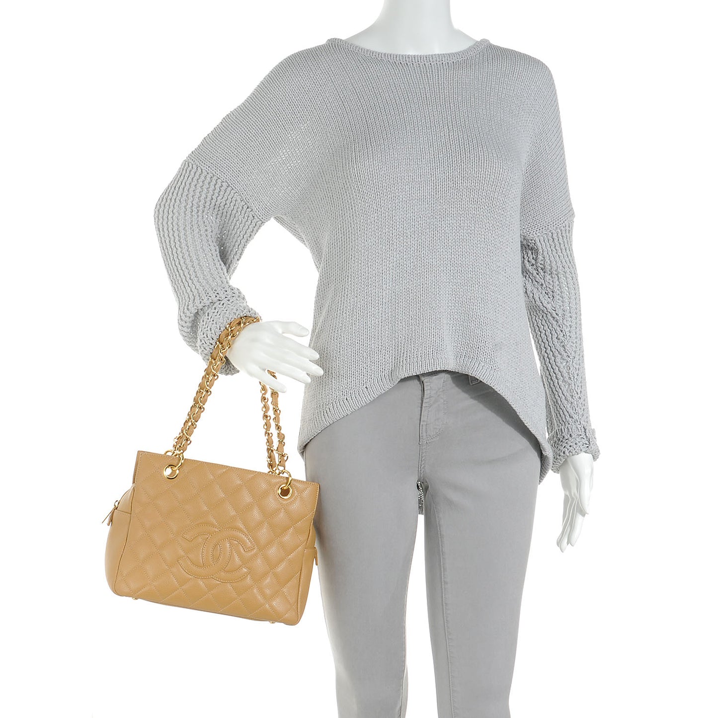 Caviar Quilted Petit Timeless Tote PTT Beige