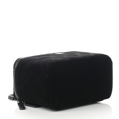 Chanel Velvet Quilted Small Vanity Case With Chain Black 4 of 11
