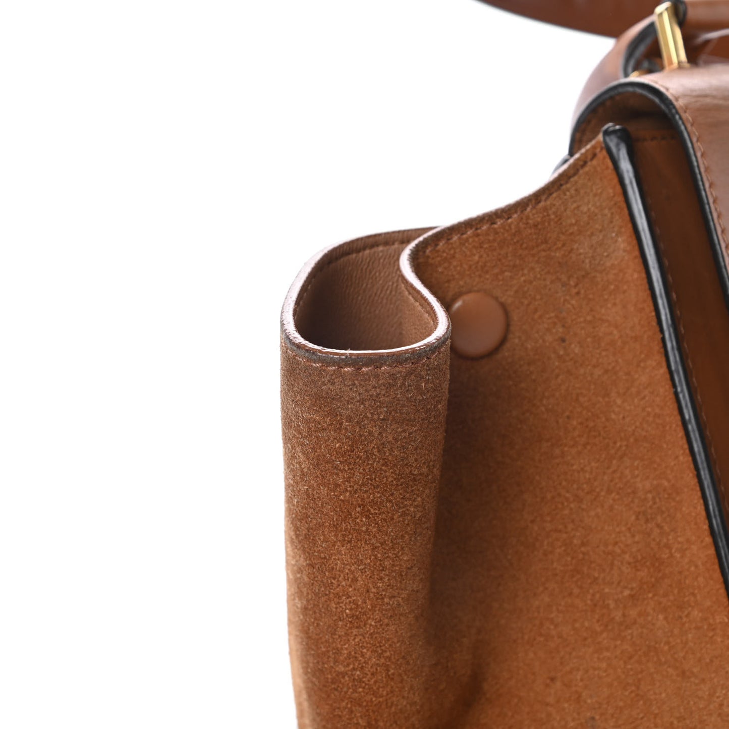 Smooth Calfskin Suede Medium Trapeze Tan