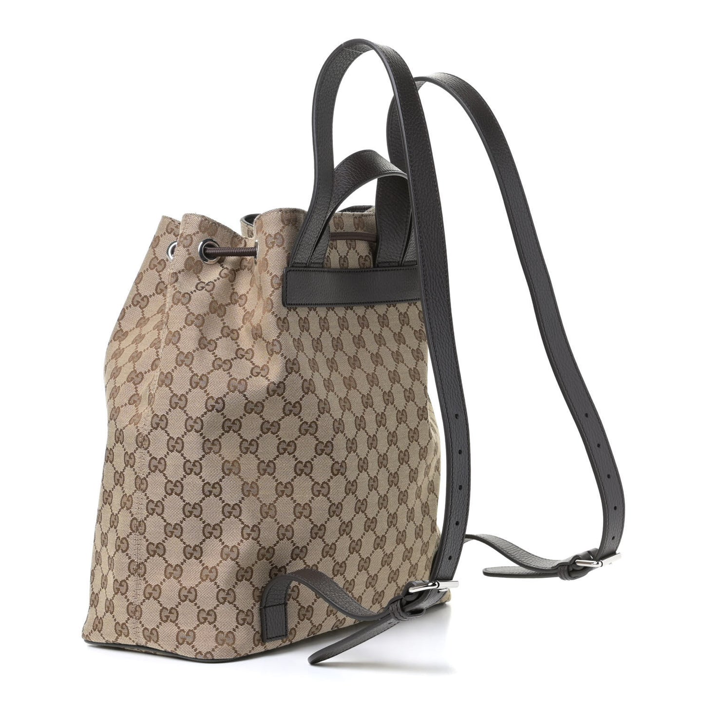 Monogram Dollar Calfskin O Drawstring Backpack Beige Ebony Testa di Moro Dark Chocolate