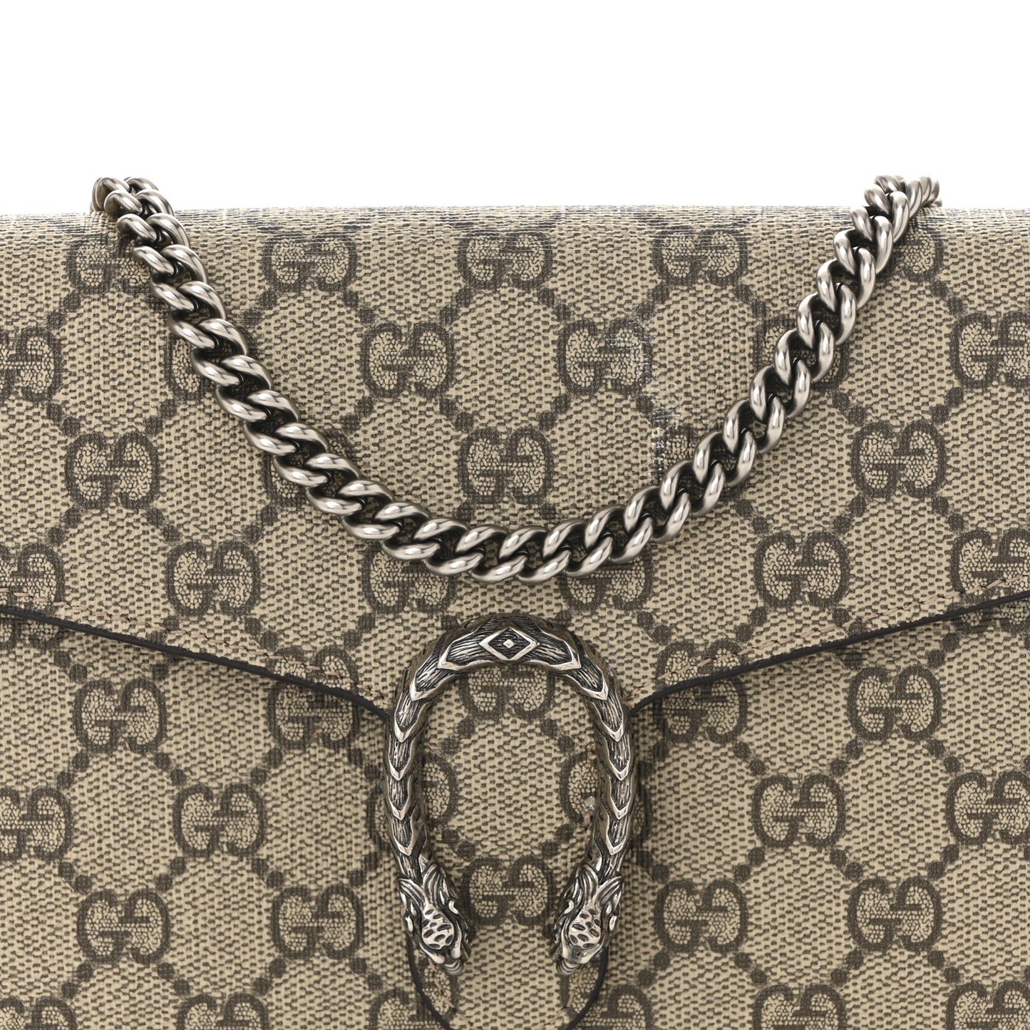 GG Supreme Monogram Mini Dionysus Chain Wallet Beige Vulcanic Red
