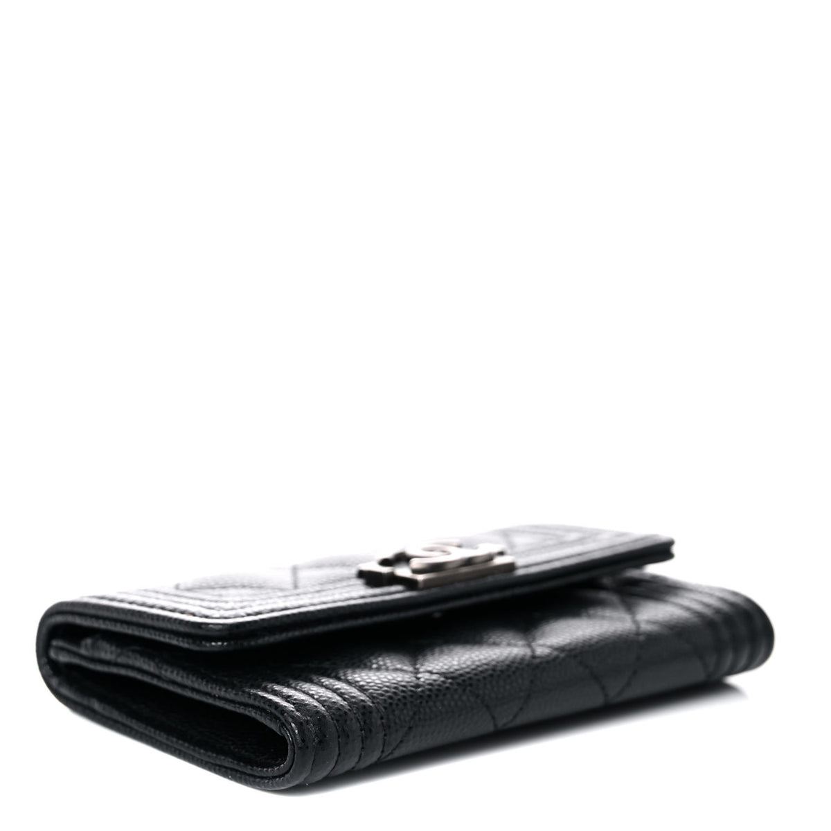 Caviar Quilted Boy Flap Card Holder Black