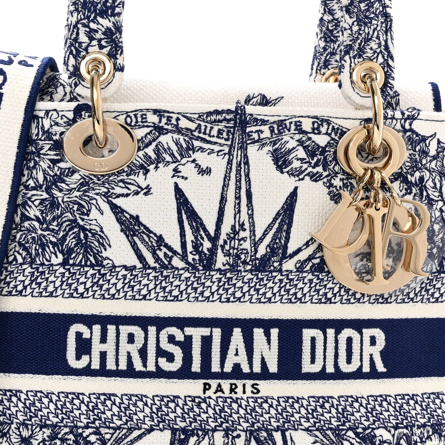 Christian Dior Canvas Reverse Embroidered Rêve d'Infini Medium Lady D-Lite Blue Multicolor 7 of 9