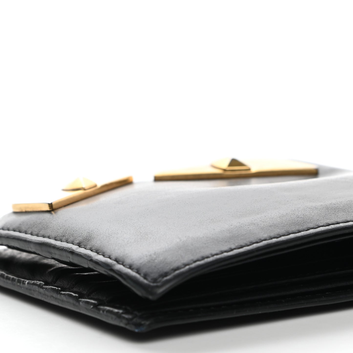 Vitello Century Metal Monster Eyes Bi-Fold Wallet Black