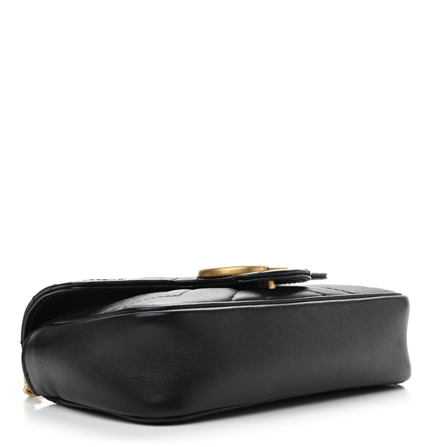 Gucci Calfskin Matelasse Super Mini GG Marmont Shoulder Bag Black 4 of 10