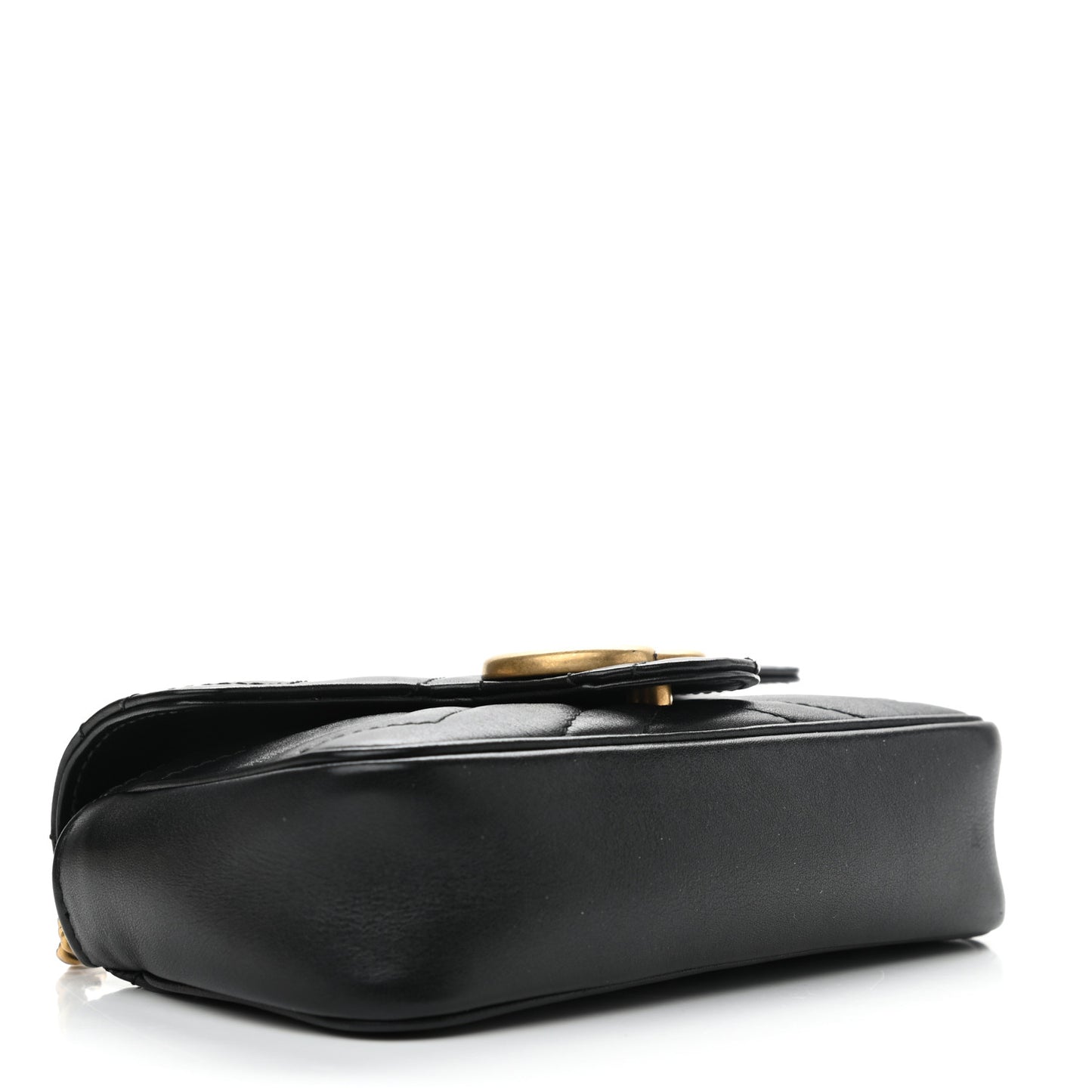 Calfskin Matelasse Super Mini GG Marmont Shoulder Bag Black