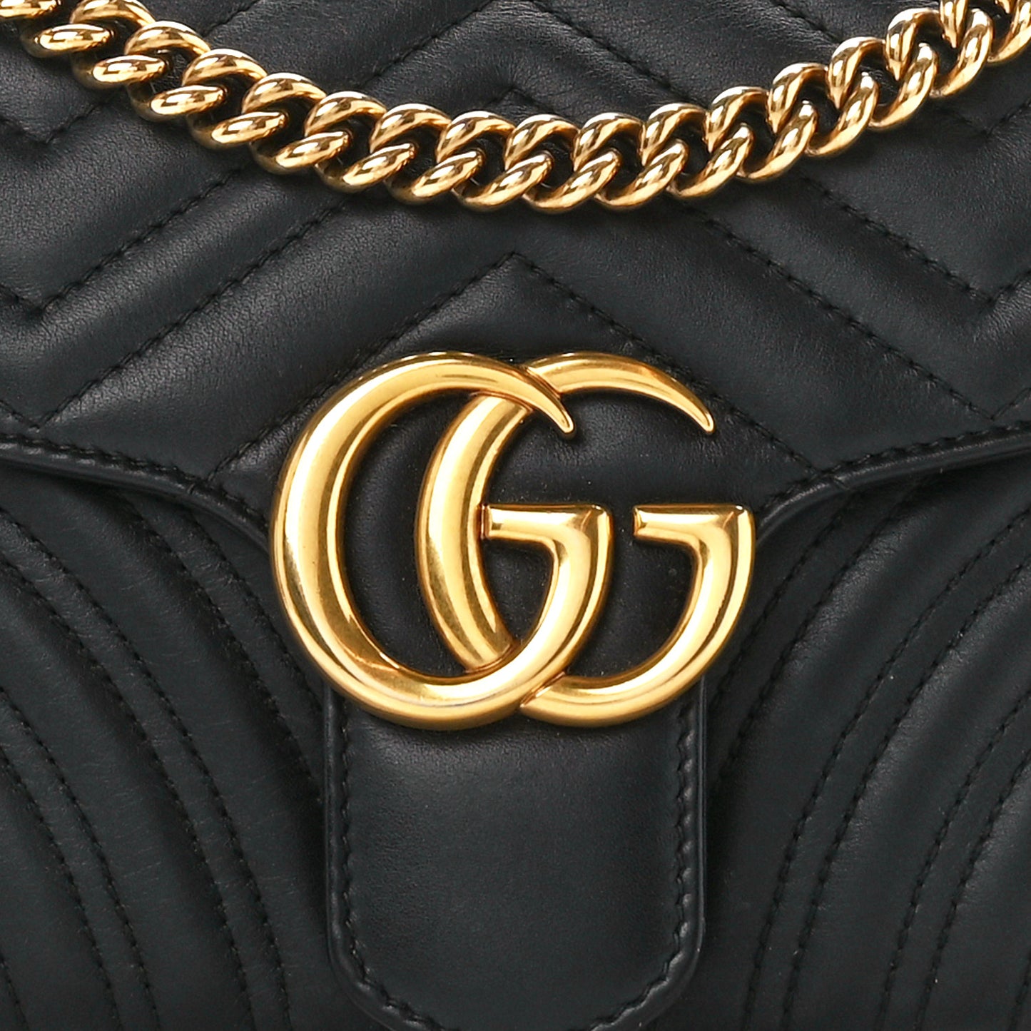 Calfskin Matelasse Small GG Marmont Shoulder Bag Black