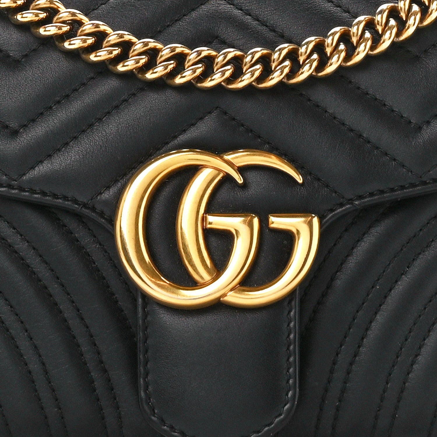 Gucci Calfskin Matelasse Small GG Marmont Shoulder Bag Black 9 of 11